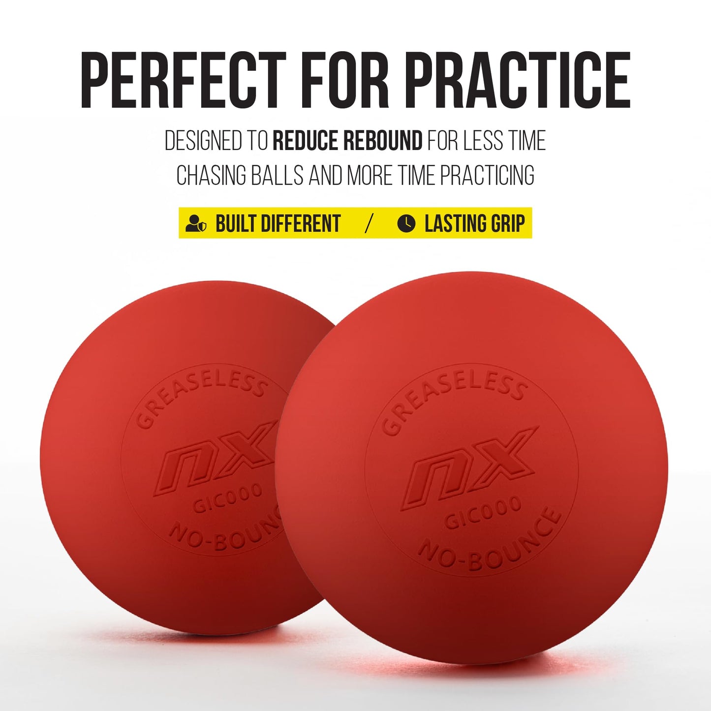 PEARL NX Greaseless Lacrosse Balls by Guardian Innovations (20 Pack) - Long Lasting, No-Bounce Balls Perfect for Indoor Play and Practice - Red