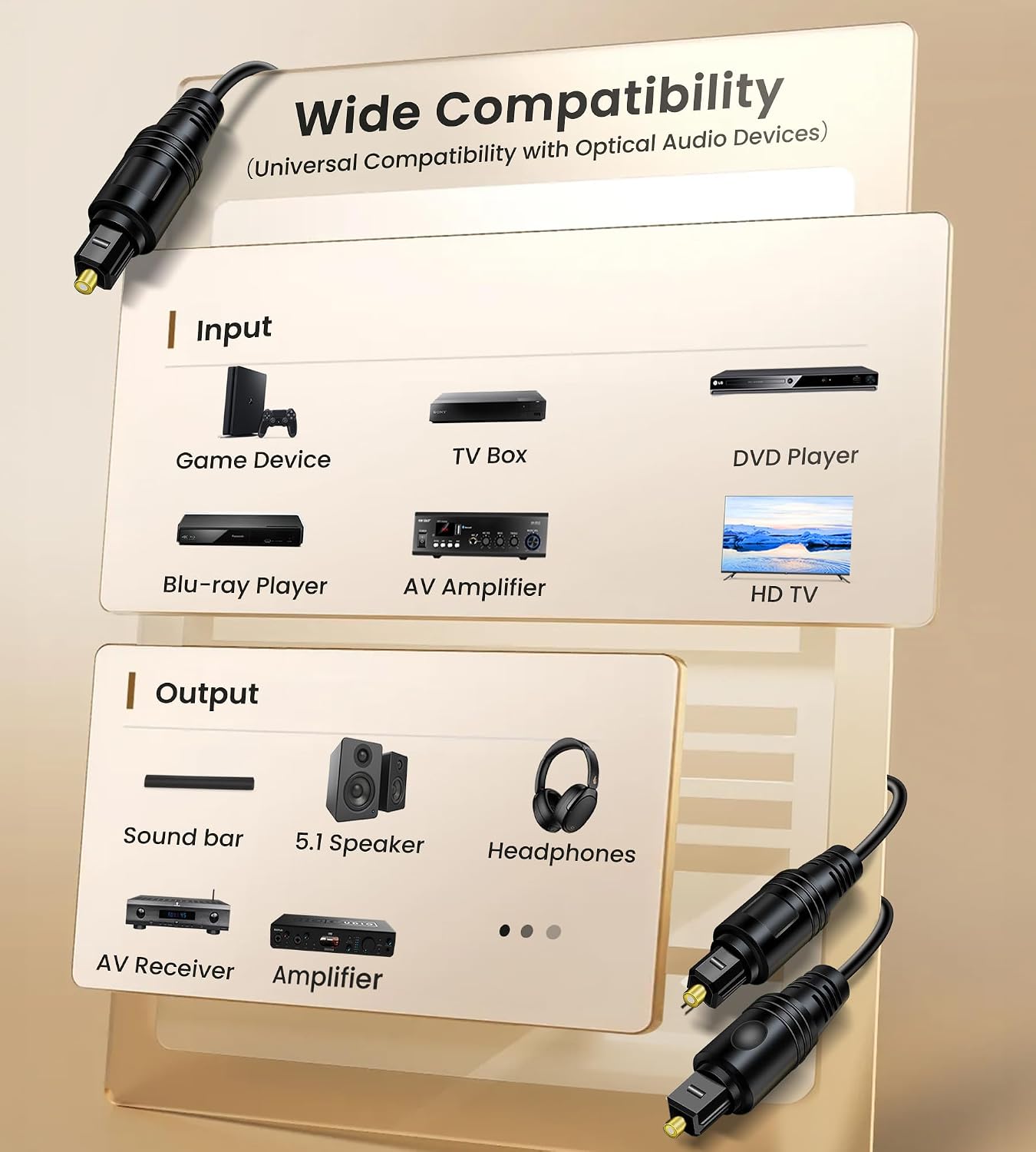 1 2 6ft, 1 2 PS3/PS4) avedio links Digital Audio Splitter in Out Toslink Digital Fiber Optic Audio Splitter Male Input