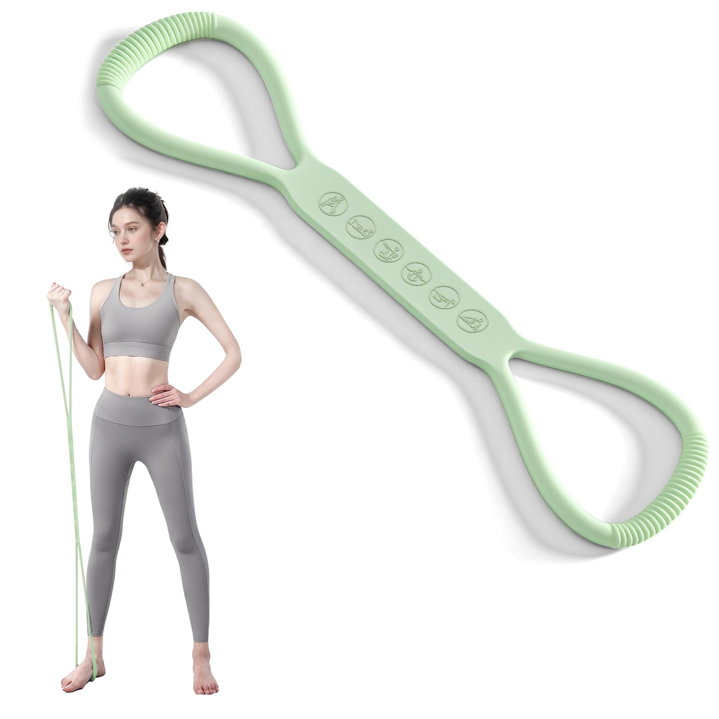 PROIRON Figure 8 Resistance Bands with Handles Exercise Band 35LB Stretch Bands for Yoga arm Chest and Shoulder Stretch Resistance Band for Women- Green
