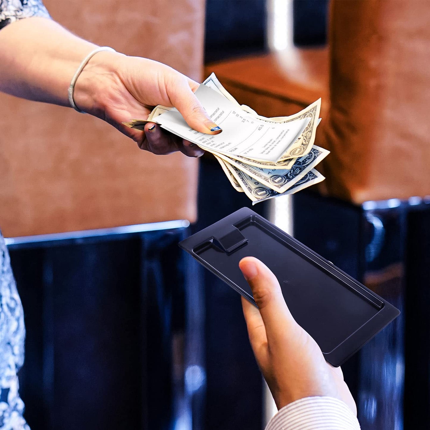 Black Check Holders, Check Presenters for Restaurants, Trays Guest, Tip Trays Waitress, Bill Holder Guest for Restaurants, Bars, Hotels(16 Pieces)