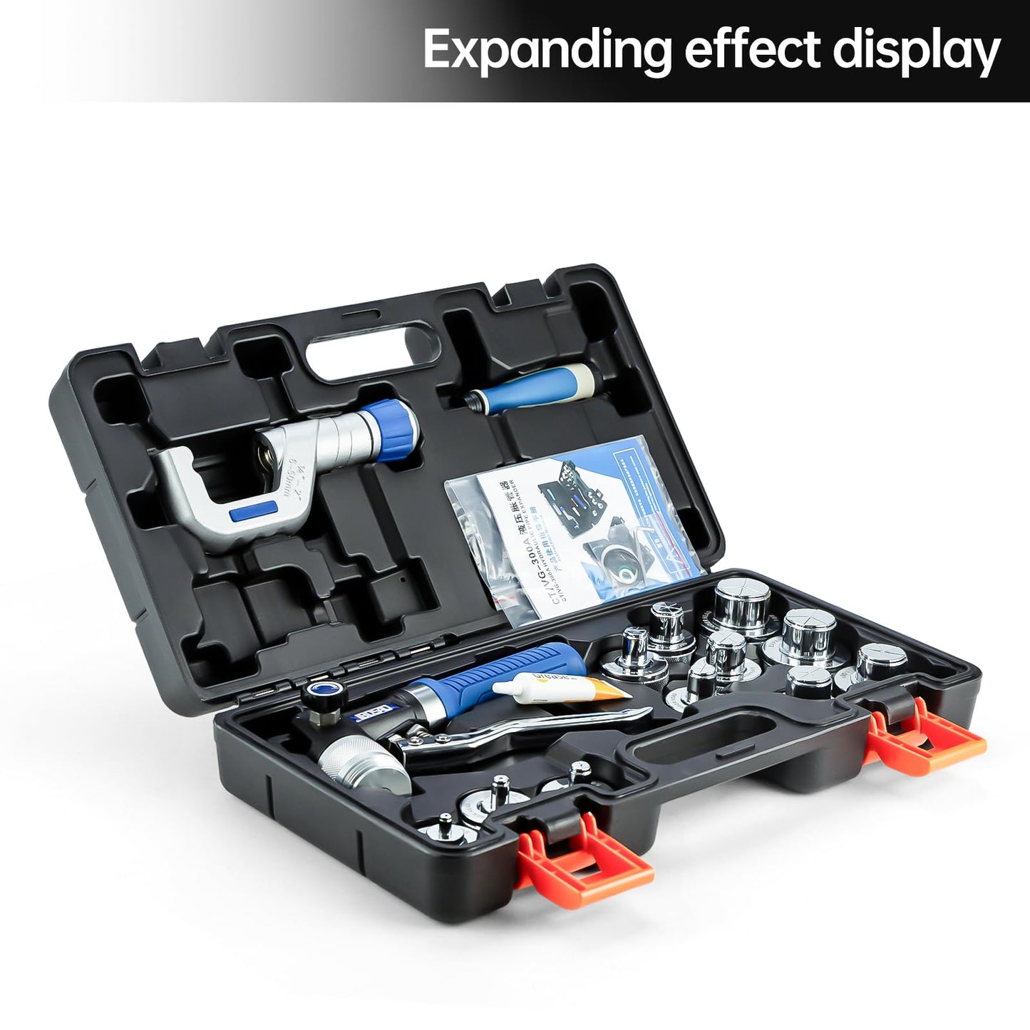 IBOSAD HVAC Hydraulic SWAGING tool kit for copper tubing Expanding 3/8 inch to 1-5/8 inch,with 11PCS Expanding Jaws