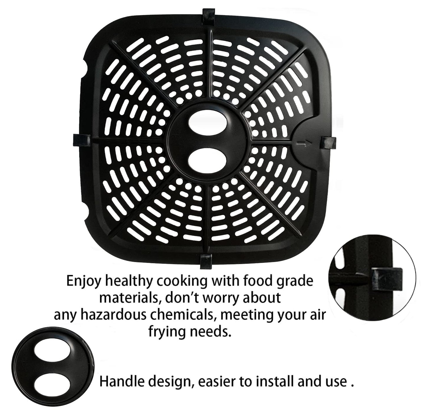 HEISENLIN Square Air Fryer Replacement Crisper Tray for 6.8QT Dreo Air Fryer Pro Max, 9.6IN Upgraded Double-layer Coating Air Fryer Grill Plate Pan Rack Grate Grid Insert for Dreo Air Fryers
