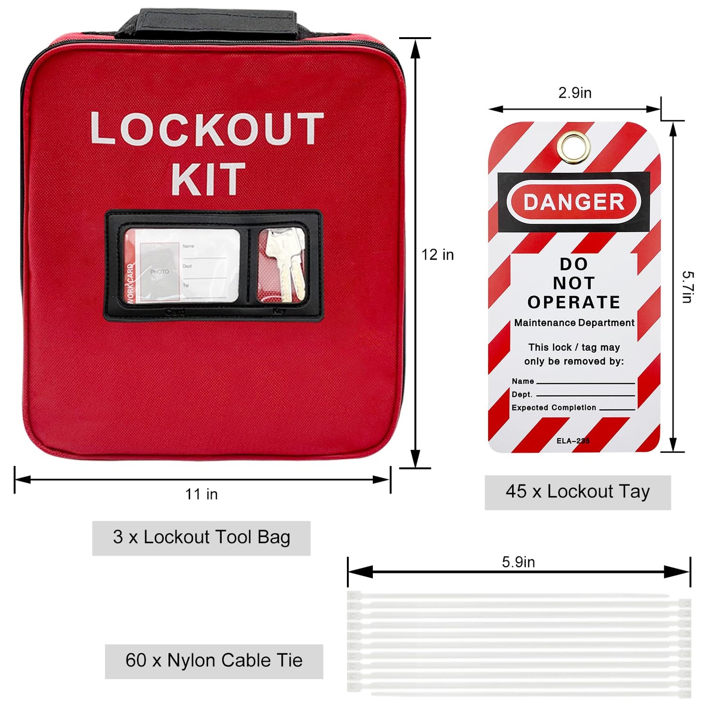 SAFBY 3-in-1 Lockout Tagout (Loto) Kit–Complete OSHA Safety Group Lock Out Hasps, Tag Out Clamp-On Circuit Breaker Lockout for Universal Multi- Pole Breaker Electrical Kits Station (3 Kits in 1)