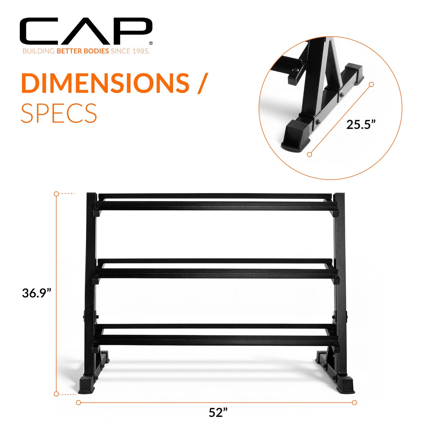 CAP Barbell Heavy-Duty 3-Tier Dumbbell Rack for 5-50 Pound Dumbbell Pairs, 51" Long