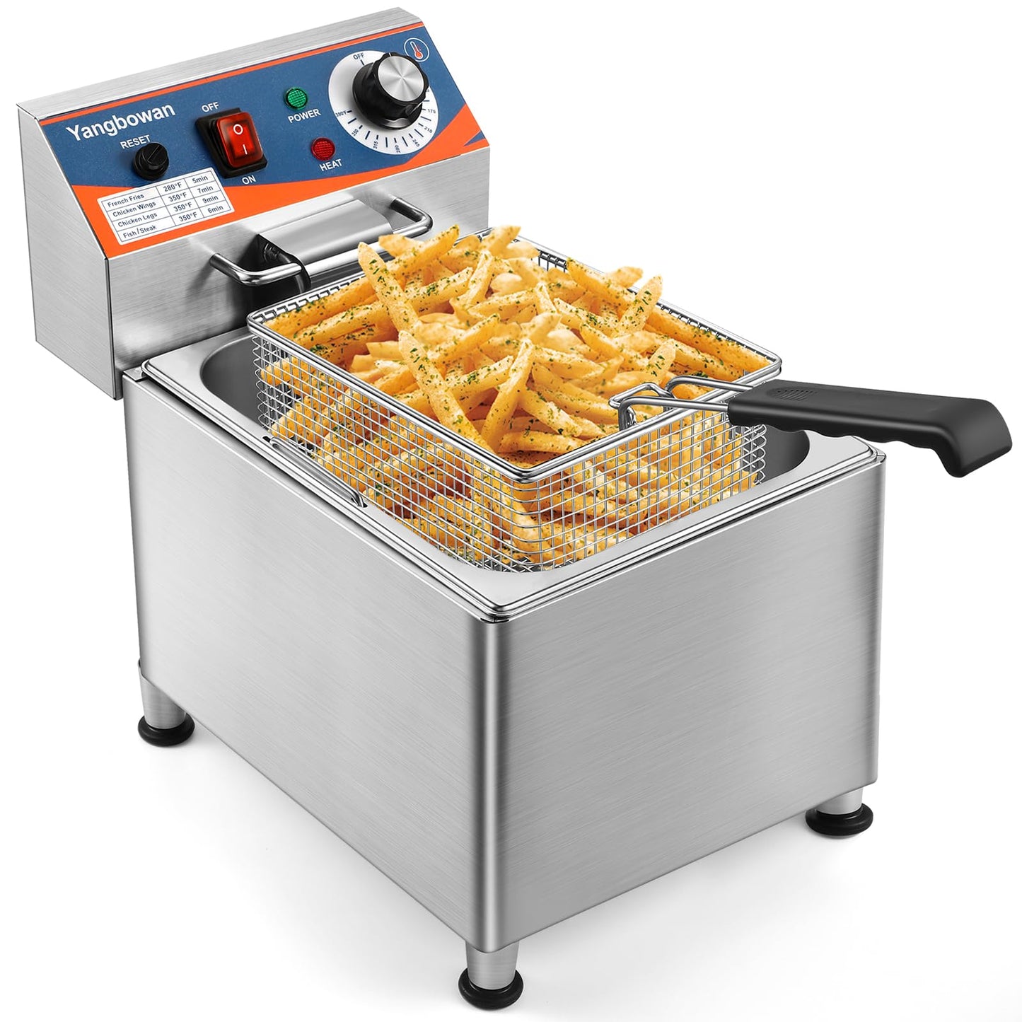 12L Commercial Deep Fryer,1800W Deep Fryer with Basket,Adjustable Temperature,Lid,Stainless Steel Body DeepFryer Pot,Electric Coumtertop Fryer for Commercial Restaurant Home Use