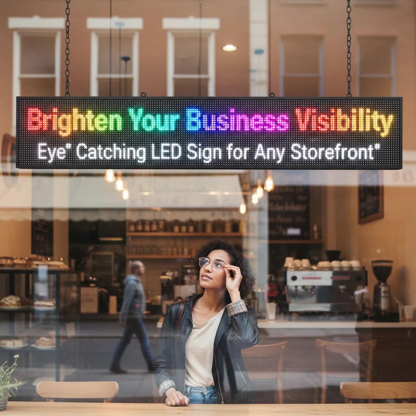 P10 Scrolling Led Sign 77"X14" Programmable Display Digital Sign Outdoor Message Board For Business Custom Banner Word Light Advertising Wifi Control High Brightness Neon