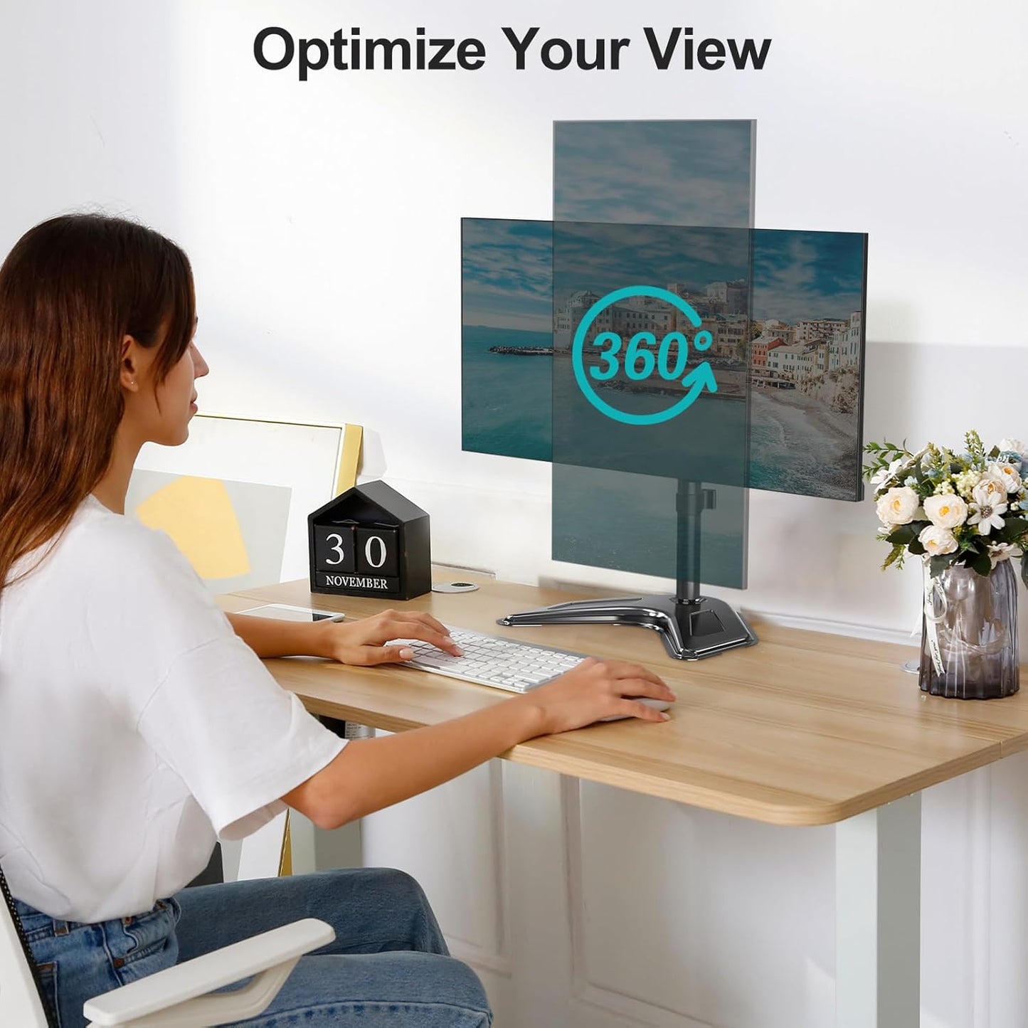 MOUNT PRO 13-32 inch/17.6 lbs 75x75 100x100 Single Monitor Stands Fits Screen, Free-Standing Computer Monitor Mount
