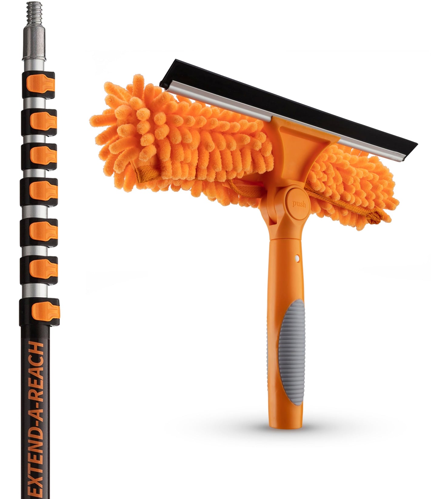 30 ft Window Washing Kit with Extension Pole (36+ Foot Reach) // Window Cleaning Tool & Window Washer Squeegee with Telescopic Extension Pole // Best Indoor Outdoor Window Washing Equipment