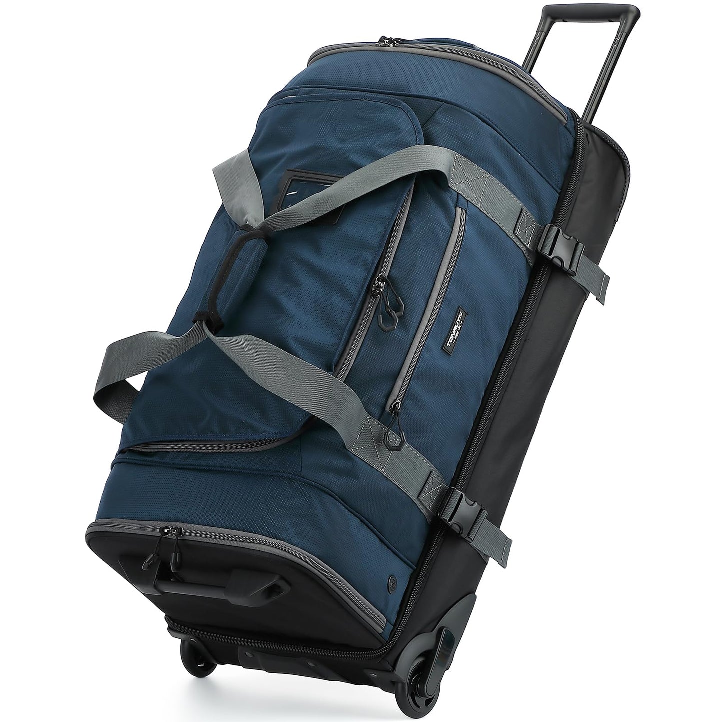 TONRUYN 100L Large Rolling Duffle Bag with Wheels and Handle, 29inch 2-Wheeled Travel Duffel Luggage with Rollers, Rolling Gym Bag with Shoe Compartment & Wet Pocket, Double-layer Space, Blue