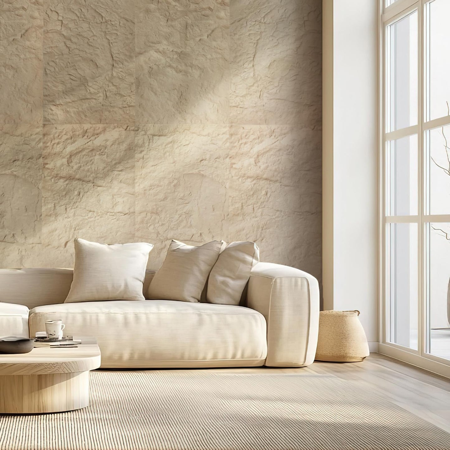 VEVOR 3D Wall Panels, 4 Pack 48 x 24 in PU Natural Stone Imitation Wall Art Tiles, 32 Sq.Ft Coverage Accent Wall Panel, Interior Home Decor for Ceiling, Bedroom, Living & Gaming Room, Stone Yellow