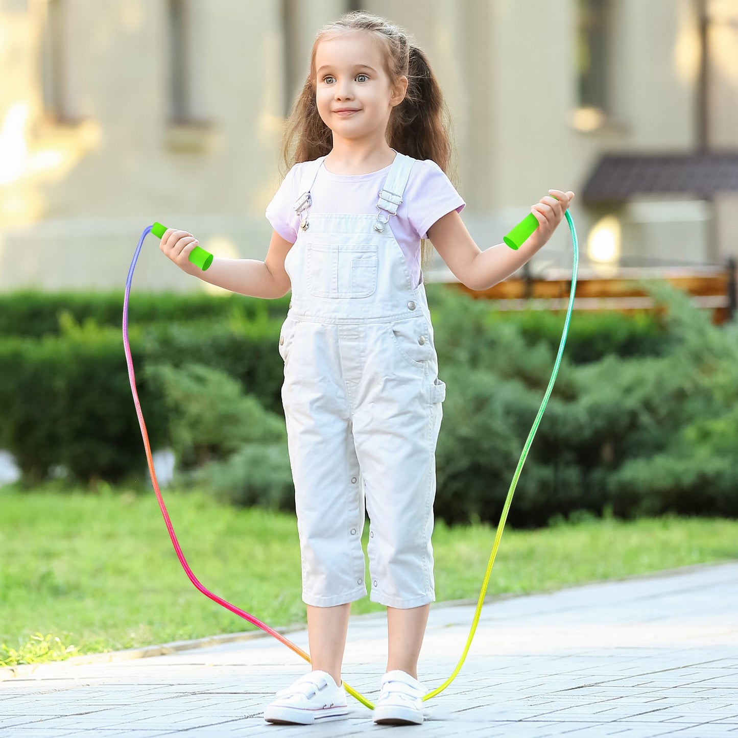 ZATAYE 6 Pack Kids Jump Rope, Colorful Gradient Nylon Skipping Ropes for Children, 7.55FT Adjustable Length, Plastic Handles, Lightweight Jumping Ropes for Schools, Events, and Family Fun