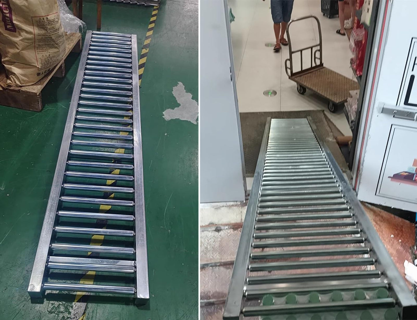 Heavy Duty Conveyor Rollers - 1in Industrial Belt Conveyor, Unpowered Light-Duty Rollers Table, Metal Flow Chute Stand, 300lbs Load Capacity, 40cm Wide (15.75in)