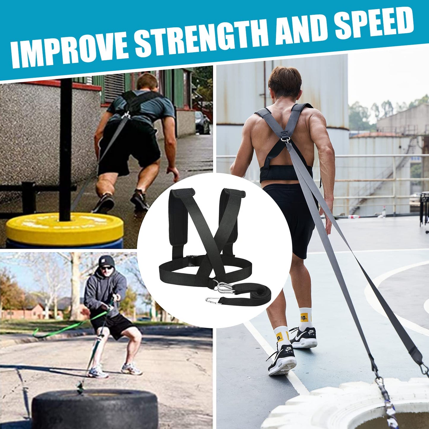 YNXing Sled Harness Workout Resistance and Assistance Trainer Physical Training Resistance Rope Kit Improving Stamina and Strength (6.6FT)
