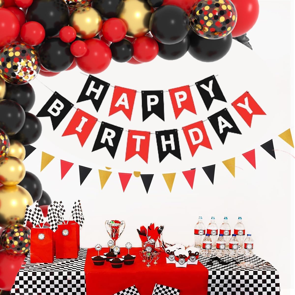 Red Black Gold Balloon Garland Arch Kit - Perfect for Casino, Poker, Graduation, and Wedding Parties