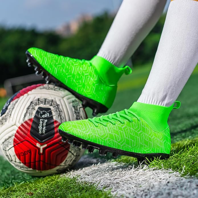 Kids Soccer Cleats Boys Youth Firm Groud Cleats for Girls High Top Trainning Football Shoes AG/FG
