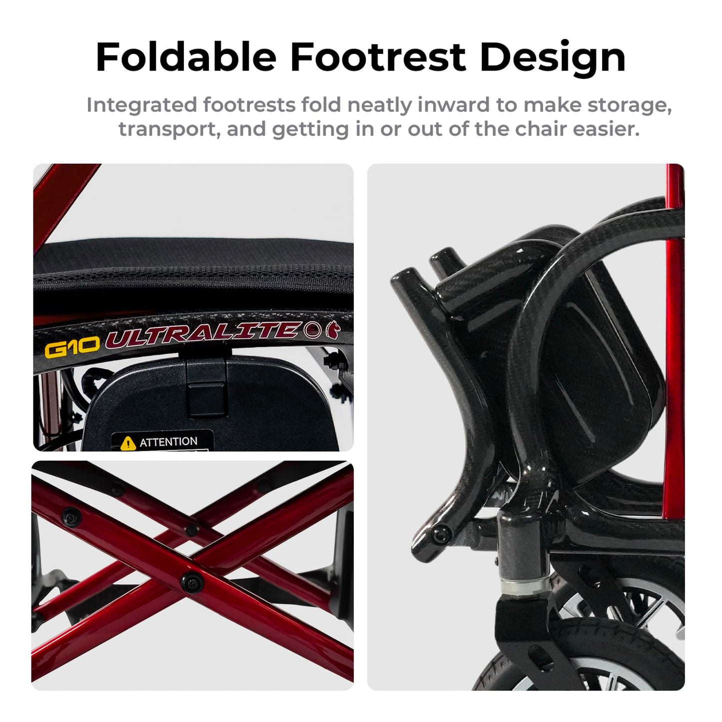 Ultralite G10 Electric Wheelchair Lightweight Foldable 2026 New Model Full Carbon-Fiber Frame Travel-Ready Motorized Wheelchair for Adults 300lb Lightweight Foldable Electric Wheelchair