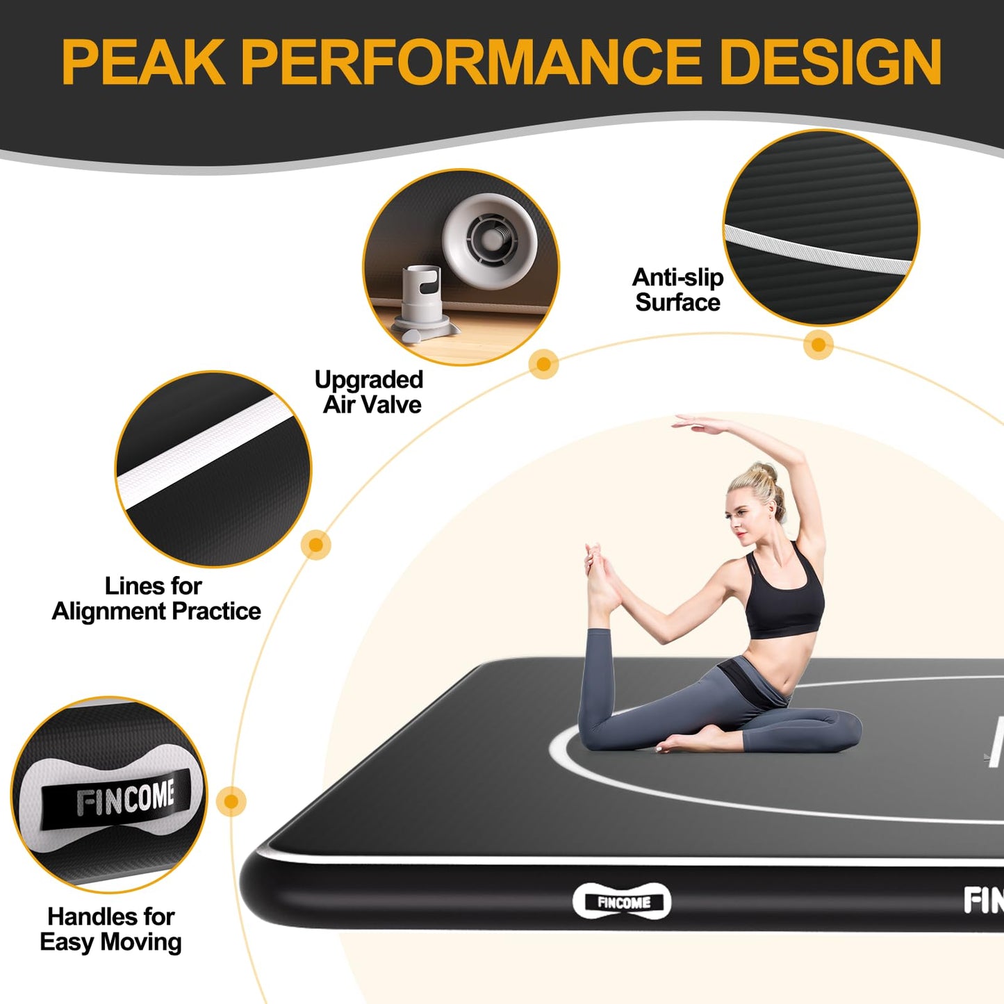 FINCOME Inflatable Wrestling Mat 16ft/13ft/10ft, 4" Thick Foldable Jiu Jitsu Mats Wrestling Mats for Home Outdoor Indoor, Waterproof PVC Mat for Gymnastics, BJJ, MMA, Grappling, Judo, Boxing,16ft*16ft*4inch Black