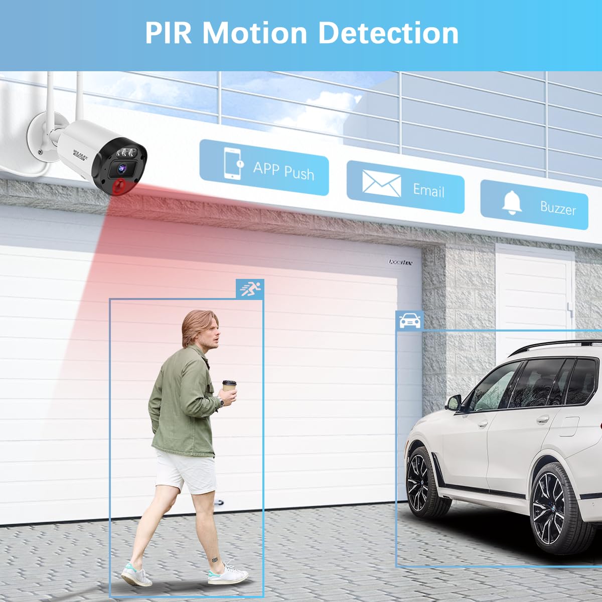 【90 Days Storage】 Outdoor Wireless Security Camera System, Wireless Cameras for Home Security, WiFi Video Surveillance, Home Security Cameras Systems
