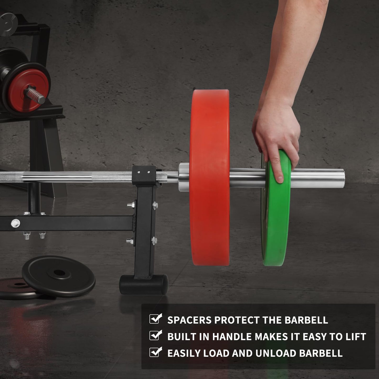 Heavy Duty Deadlift Barbell Jack: Weight Lifting Olympic Barbell Changing Weight Plates Stand - Powerlift Plates Changer Platform - Elevated Lift for Easy Loading & Unloading Weights