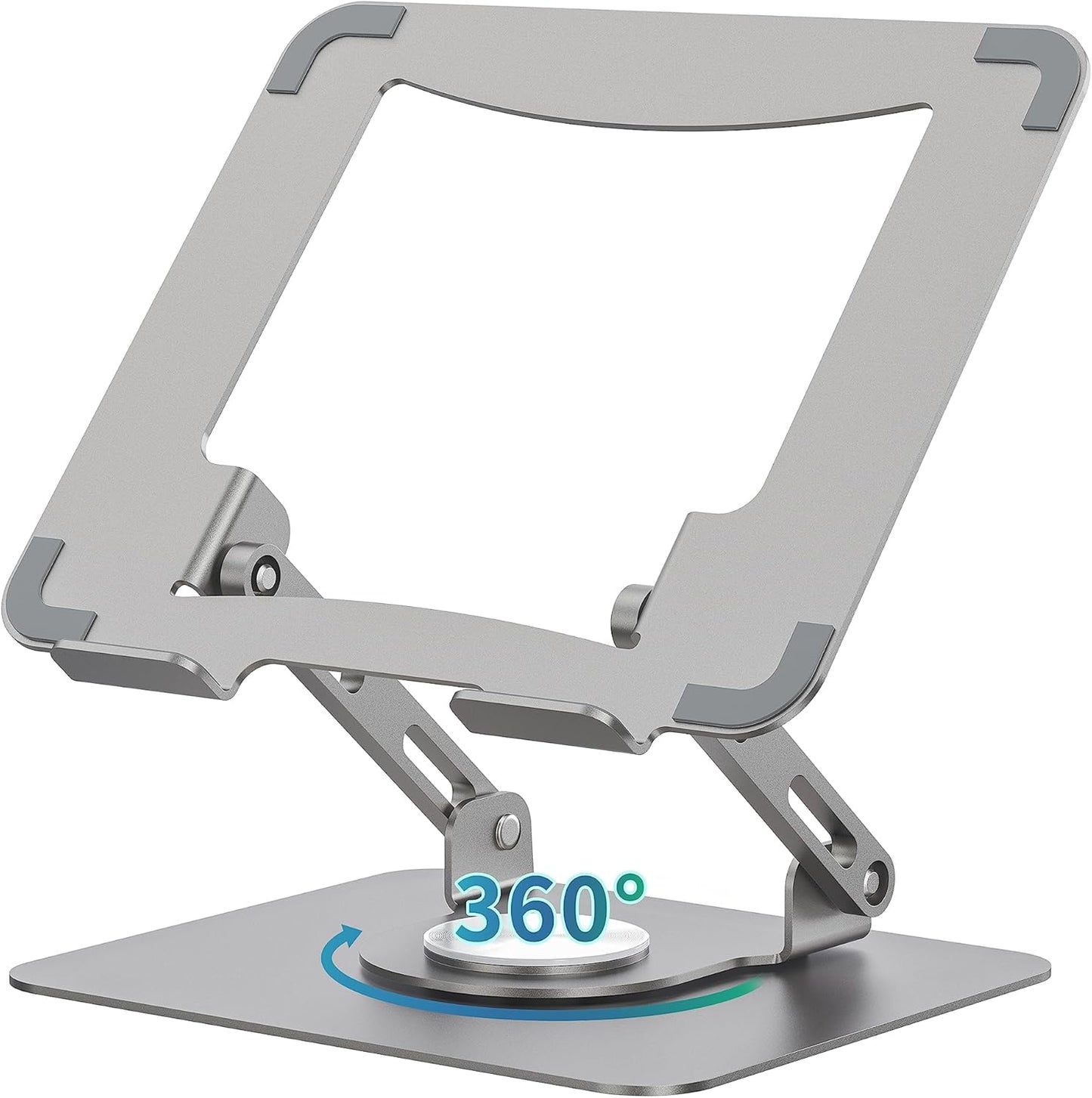 SOUNDANCE 360 Rotating Laptop Stand, Ergonomic Computer Riser for Desk, Adjustable Height Multi-Angle Metal Holder