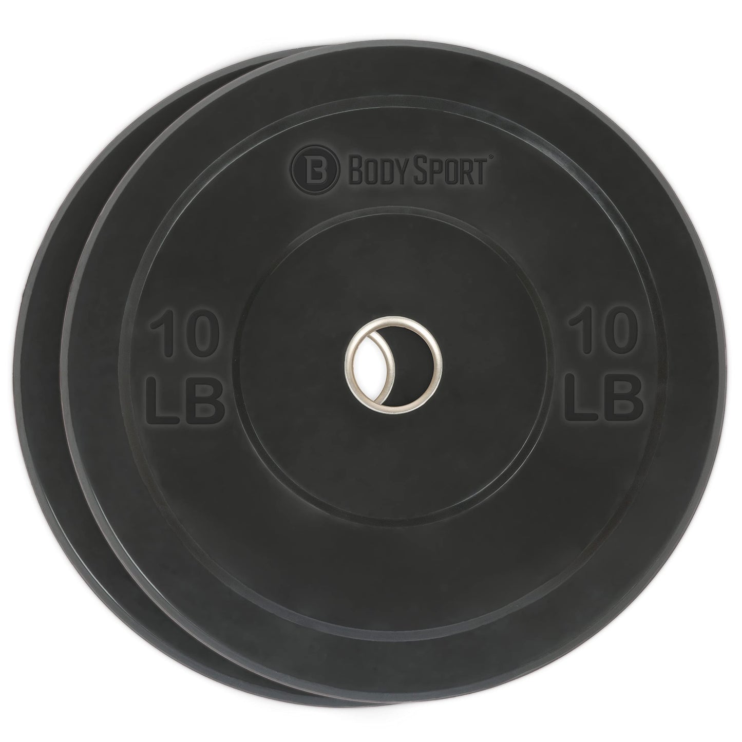 Body Sport Bumper Weight Plates for Training, 10 lb. (2-Pack) - Impact Absorbing Strength Discs with Stainless Steel Insert