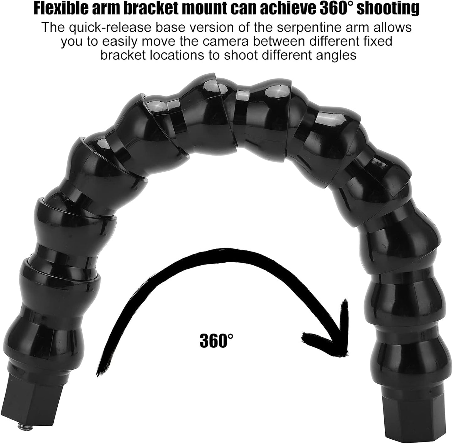 Milltrip 12-Section 1/4in Flexible Arm Mount Monopod, Gooseneck Camera Mount, Adjustable Sports Camera Holder, Screw