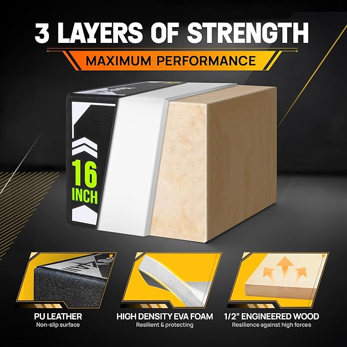 Yes4All 3-in-1 Soft-Padded Plyo Box With Wooden Core, Non-Slip Multi-Use Cushioned Plyometric Jump Box with Vinyl Cover for Jumping, Conditioning, Strength Training