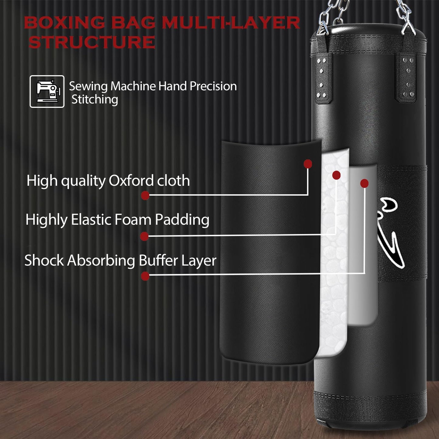 Mesetast Punching Bag for Adults, 4ft Heavy Boxing Bag Set with 12oz Boxing Gloves, MMA Karate Kickboxing Boxing Home Gym Martial Art - Unfilled