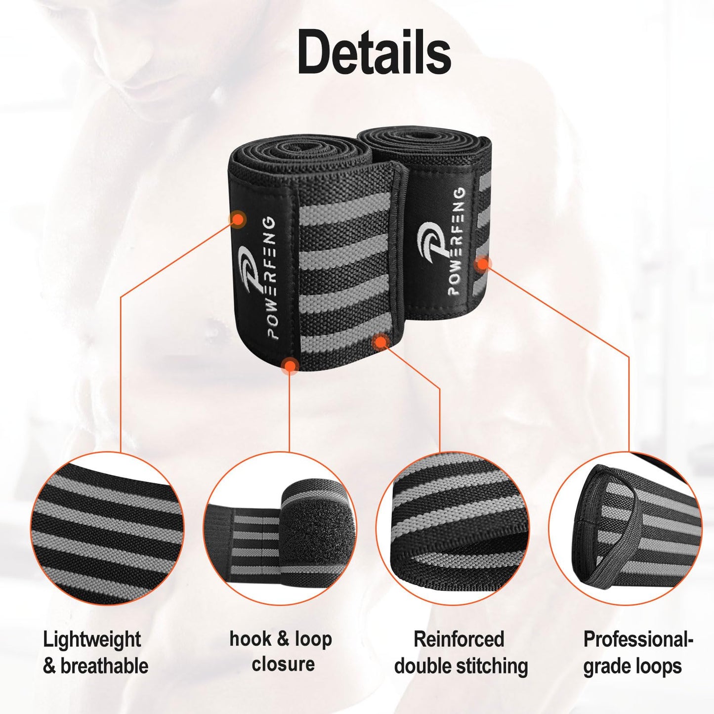 Elbow Wraps for Weightlifting：Elbow Sleeve Weightlifting Support for Bench Press Cross Training & Powerlifting - Elbow Straps for Weightlifting Gym Men Women (Gray)