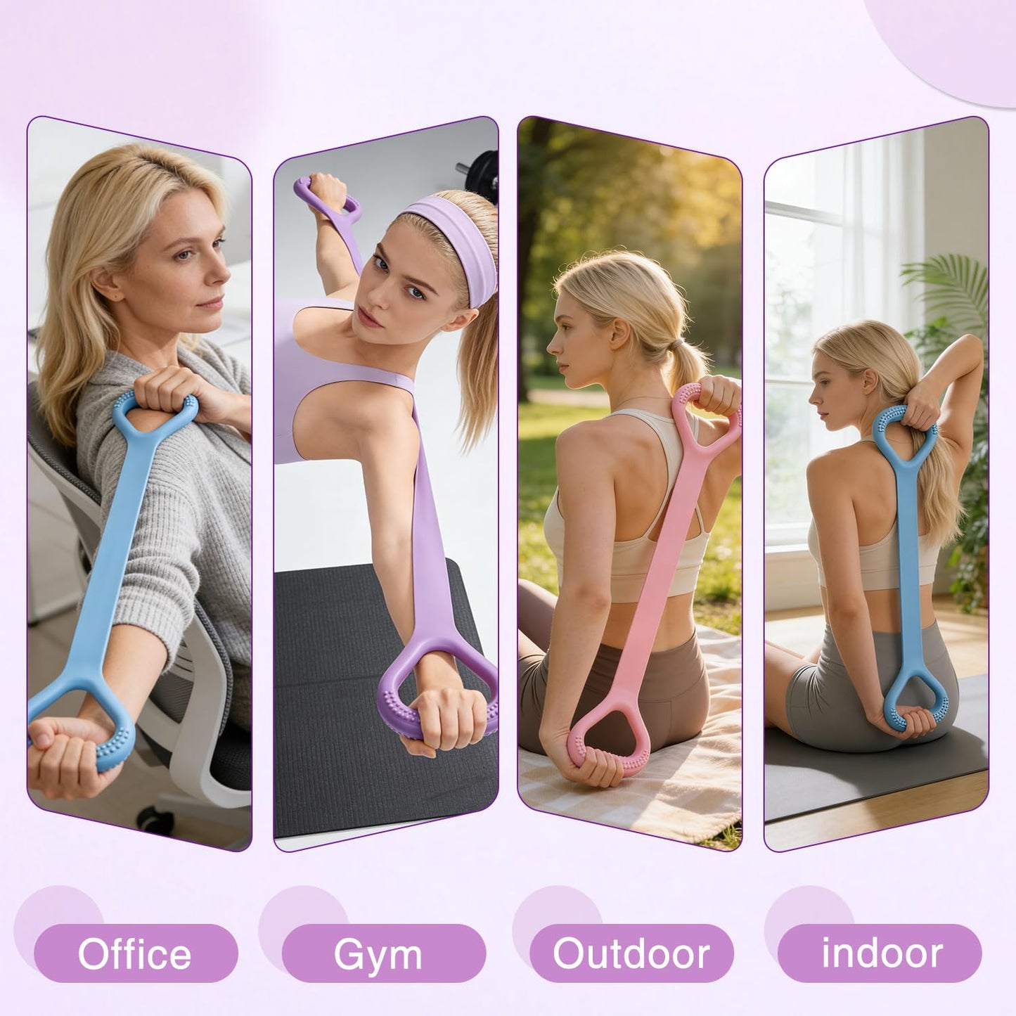 Figure 8 Resistance Band, 3pc Arm Back Shoulder Exercise Bands, Elastic Rope Stretch Fitness Band for Chest Expander, Yoga, Gym Fitness Pulling Rope