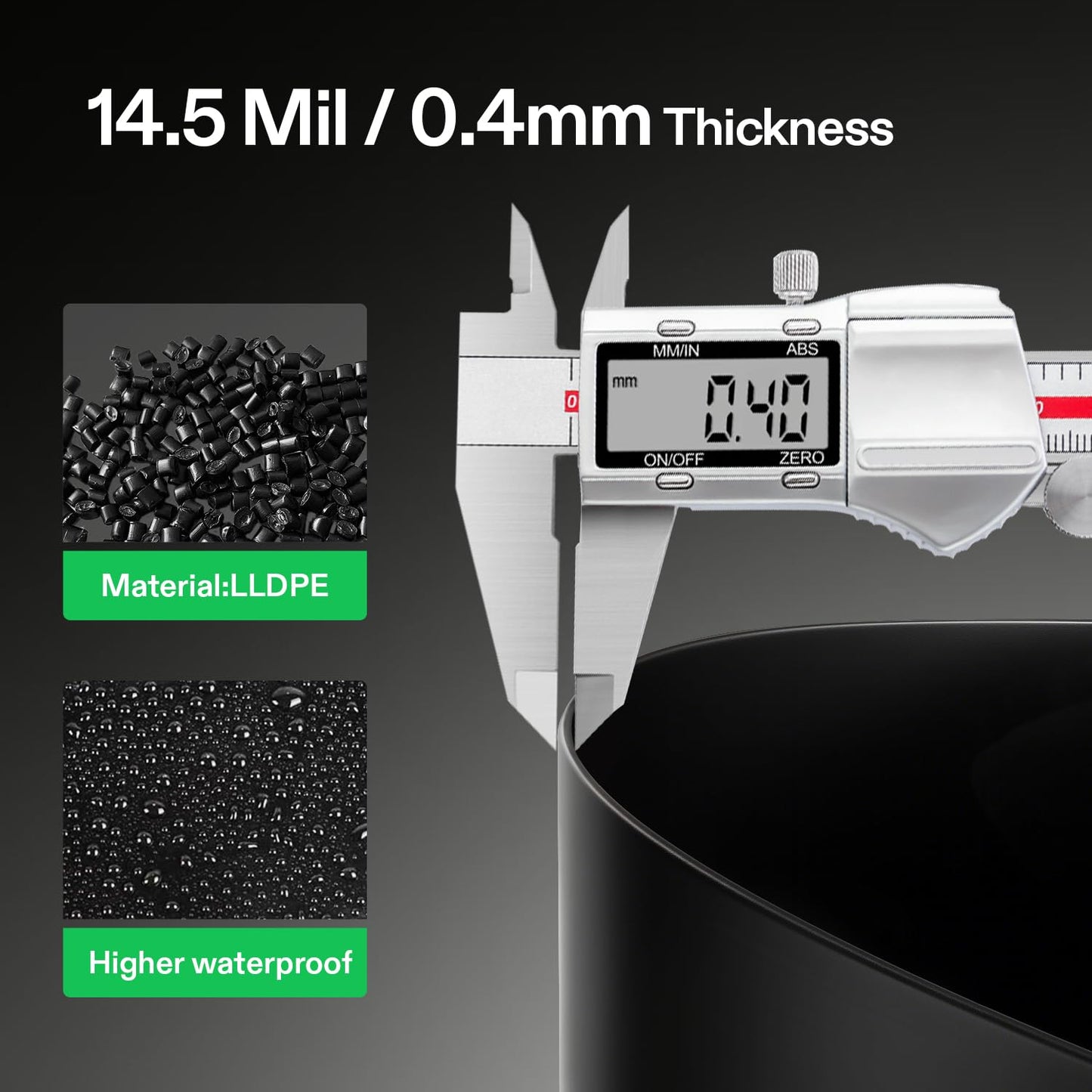 VIVOSUN 20 x 25 Feet Pond Liner, 14.5 Mil Durable LLDPE Pond Liners for Koi Ponds, Aquaculture and Water Gardens, Black