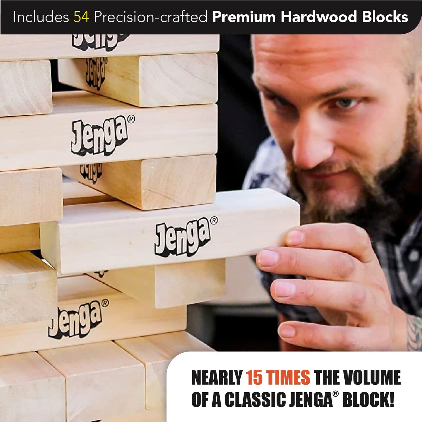 Jenga GIANT - Hardwood Blocks - Stacks to Over 5 feet - Officially Licensed - JS7