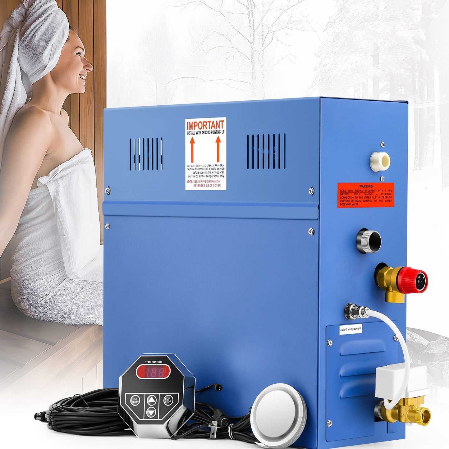 Hapyvergo Steam Shower Generator Kit 6KW for Bath Sauna SPA, Self-draining System, Aromatherapy Steam Head, LED Waterproof Controller 77-131℉ For Home Commercial Use
