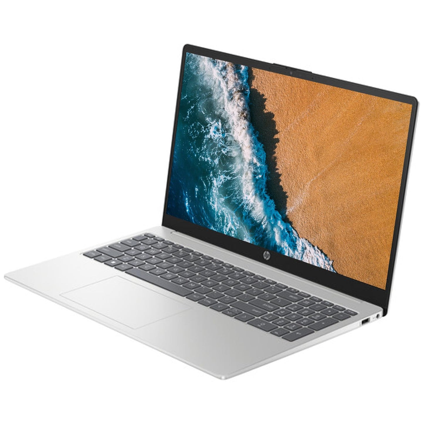 HP 15.6" Portable Laptop, HD Display, Intel Quad-Core N200 Processor, 16GB RAM, 128GB Storage, Wi-Fi 6, Webcam, HDMI, Numeric Keypad, Windows 11 Home, Silver