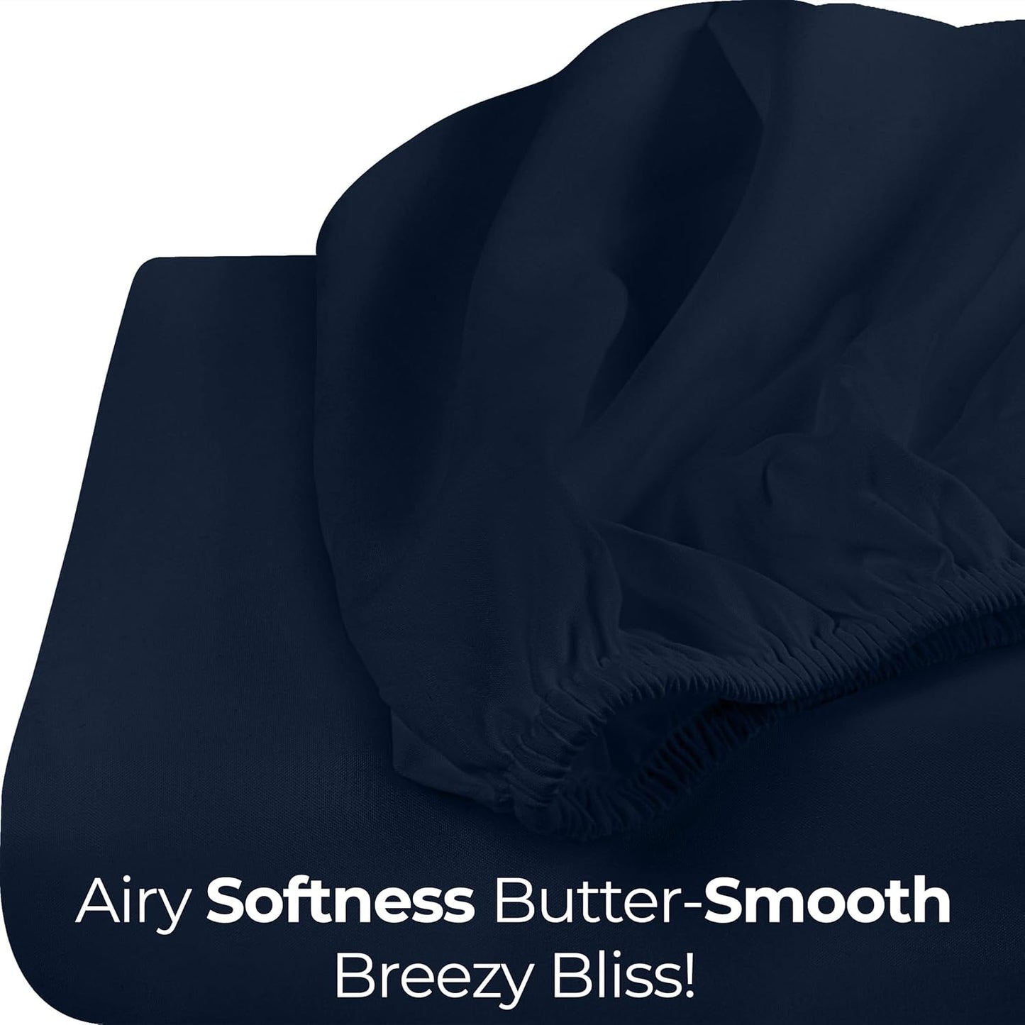 Utopia Bedding Queen Fitted Sheet - Deep Pocket Soft Microfiber - Fade Resistant & Easy Care (Navy)