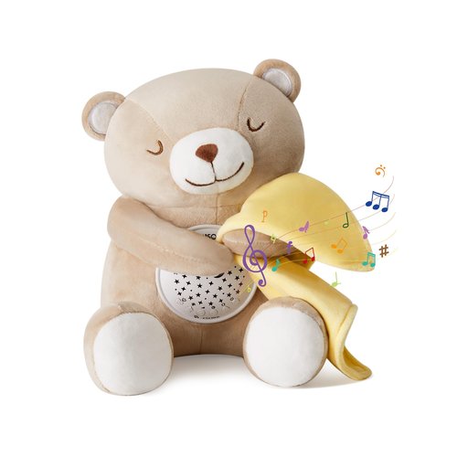 Baby Sleep Soother, White Noise Sound Machine Projector Night Light, Portable Stuffed Teddy Baby Gifts Bear Toy with 18 Soothing Sounds, Auto-Off Timer, Cry Sensor for Kids