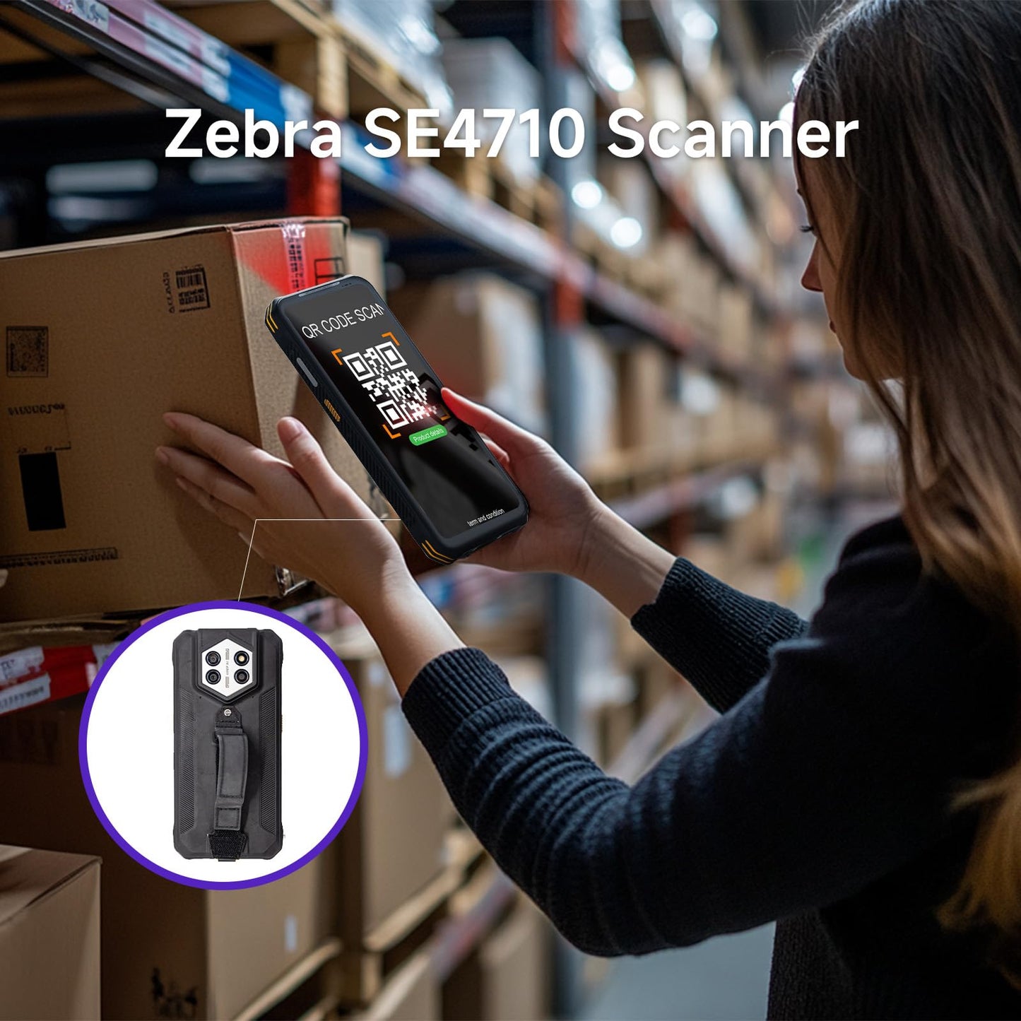Android 14 Barcode Scanner H68T, Handheld PDA w/Zebra SE4710 Scan Engine, 8GB+128GB, IP68 Rugged Data Terminal, 6.56" Full Screen Mobile Computer Inventory Scanner for Warehouse&Logistics Management