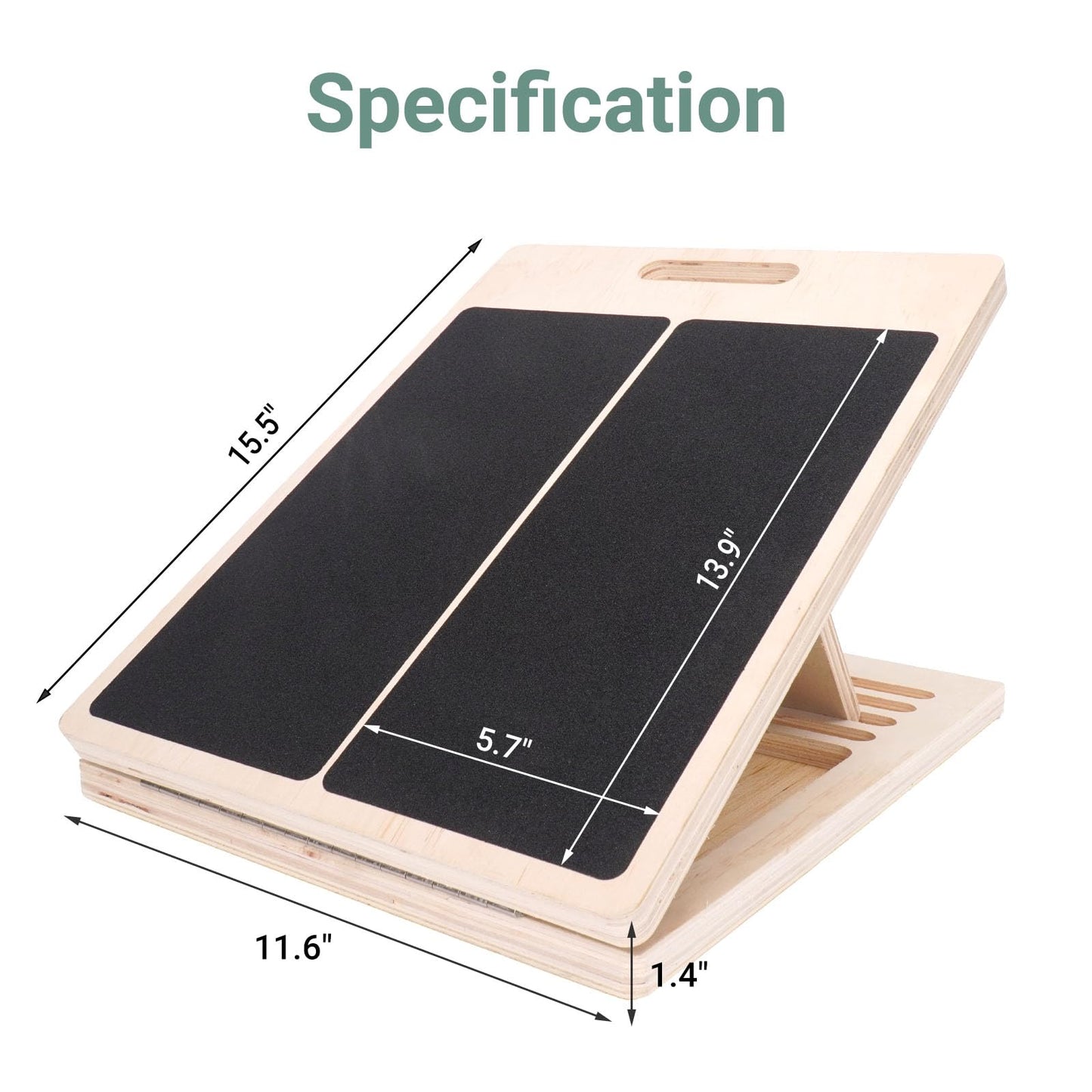 Reoceing Adjustable Wooden Slant Board for Calf Stretching, 5 Angle Incline Board for Exercise, Non-Slip Design, 400 lb Capacity, Foldable Stretch Board