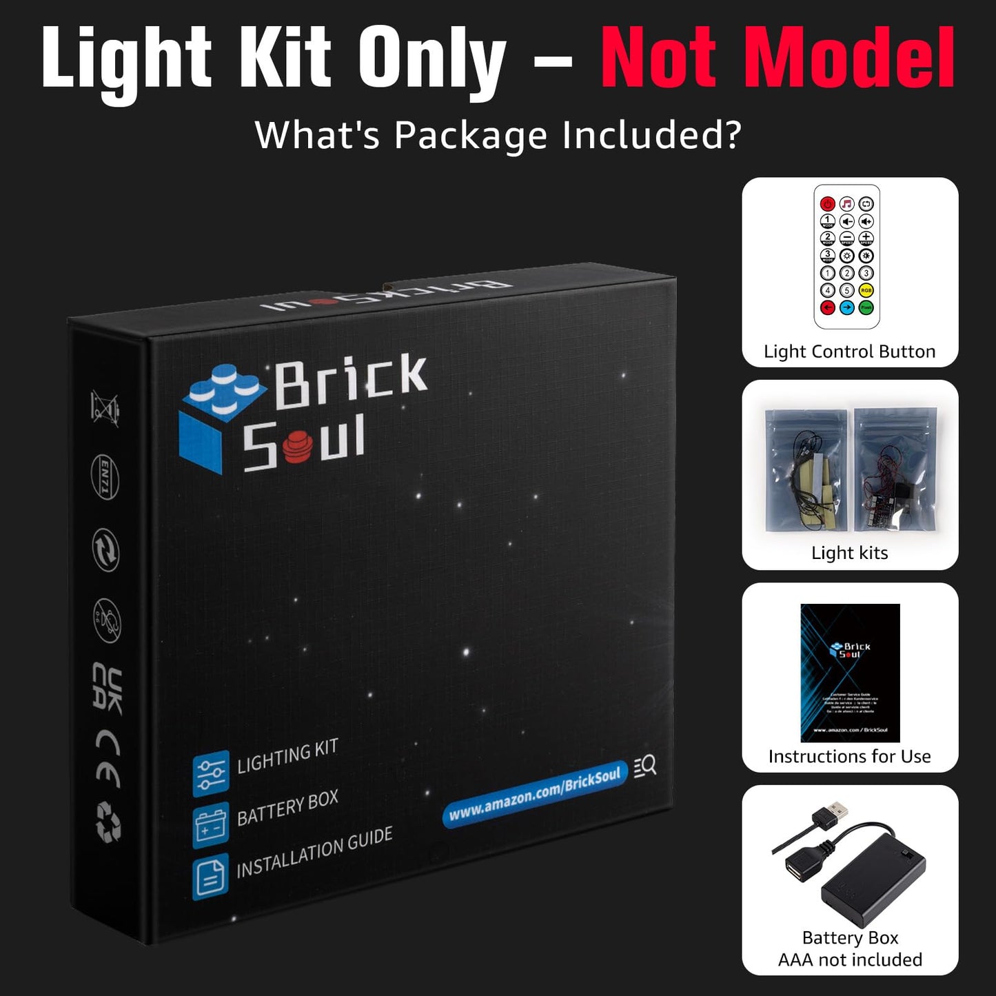 BrickSoul RC Light Kit Compatible with Lego 10341 NASA Artemis Space Launch System Rocket Building Set | Upgraded RC & Multi-Mode Dimming & Selectable Sound Effects(10341 Set NOT Included)