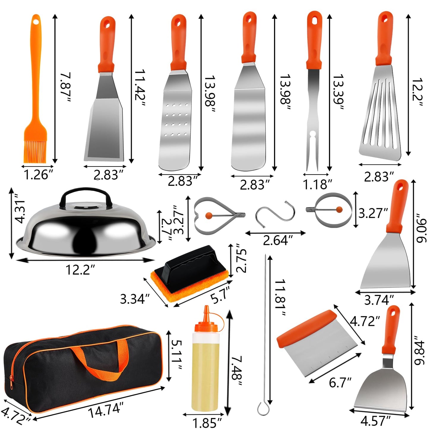 Blackstone Griddle Accessories Kit, 27PCS Flat Top Grill Accessories Set for Blackstone and Camp Chef, Spatula, Scraper, Basting Cover, Egg Rings, Grill Tool Set for Outdoor BBQ and Camping