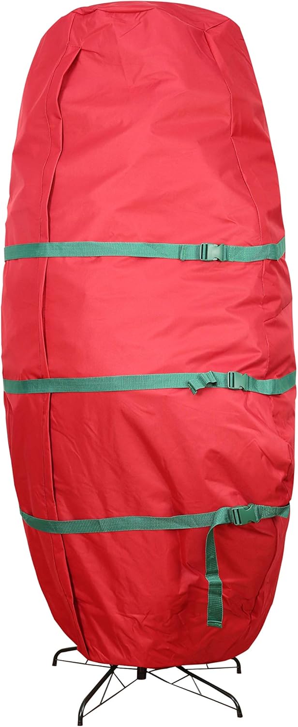 Sattiyrch Christmas Tree Storage Bag - Heavy Duty 600D Canvas for 7.5 ft Trees | Red with Zipper & Handles