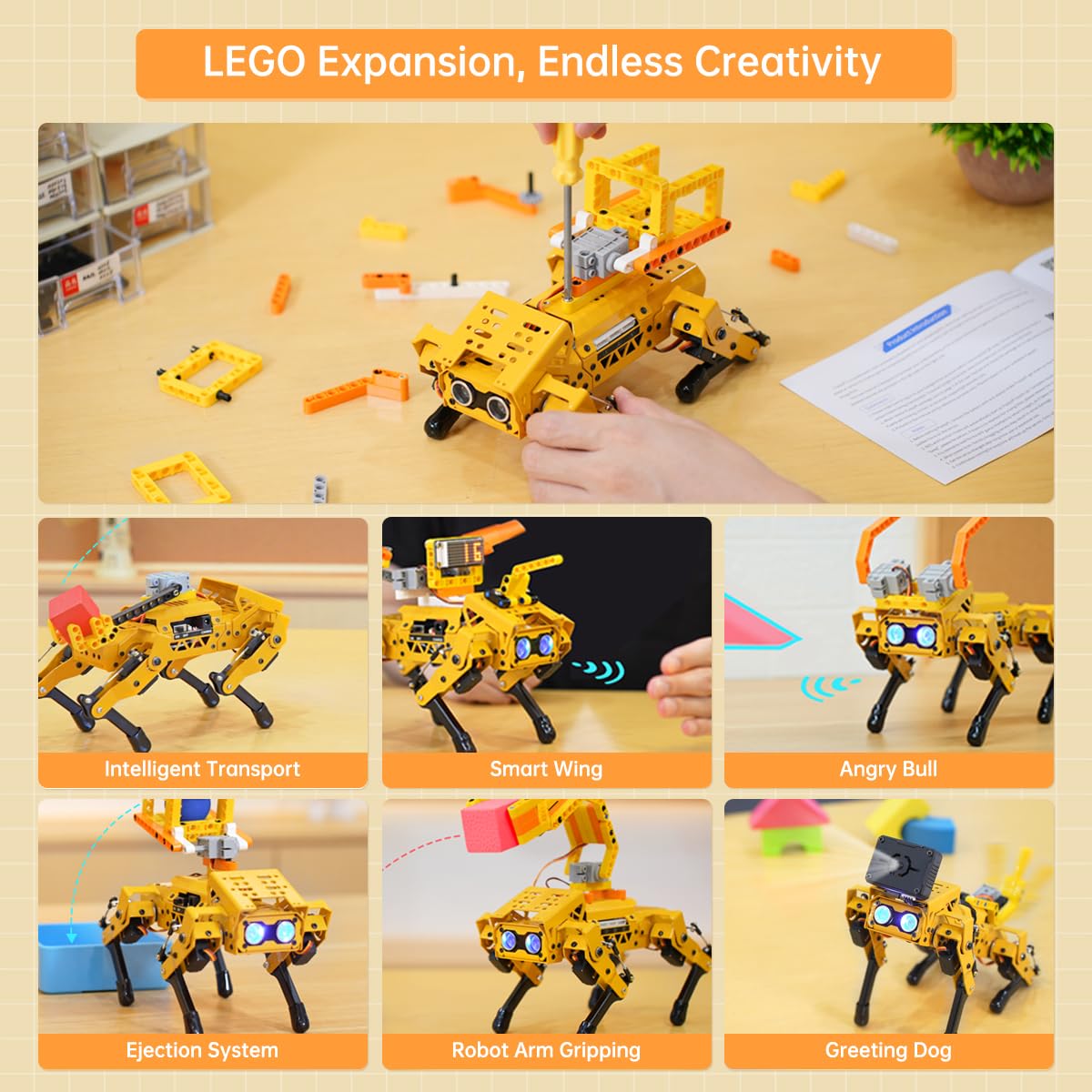HIWONDER MechDog Robot Dog for Arduino/Scratch/Python Programming with AI Vision Voice Control Ultrasonic Sensor IMU Self-Balancing Open Source Smart AI Robot Kit for Students & Adults(Ultimate Kit)