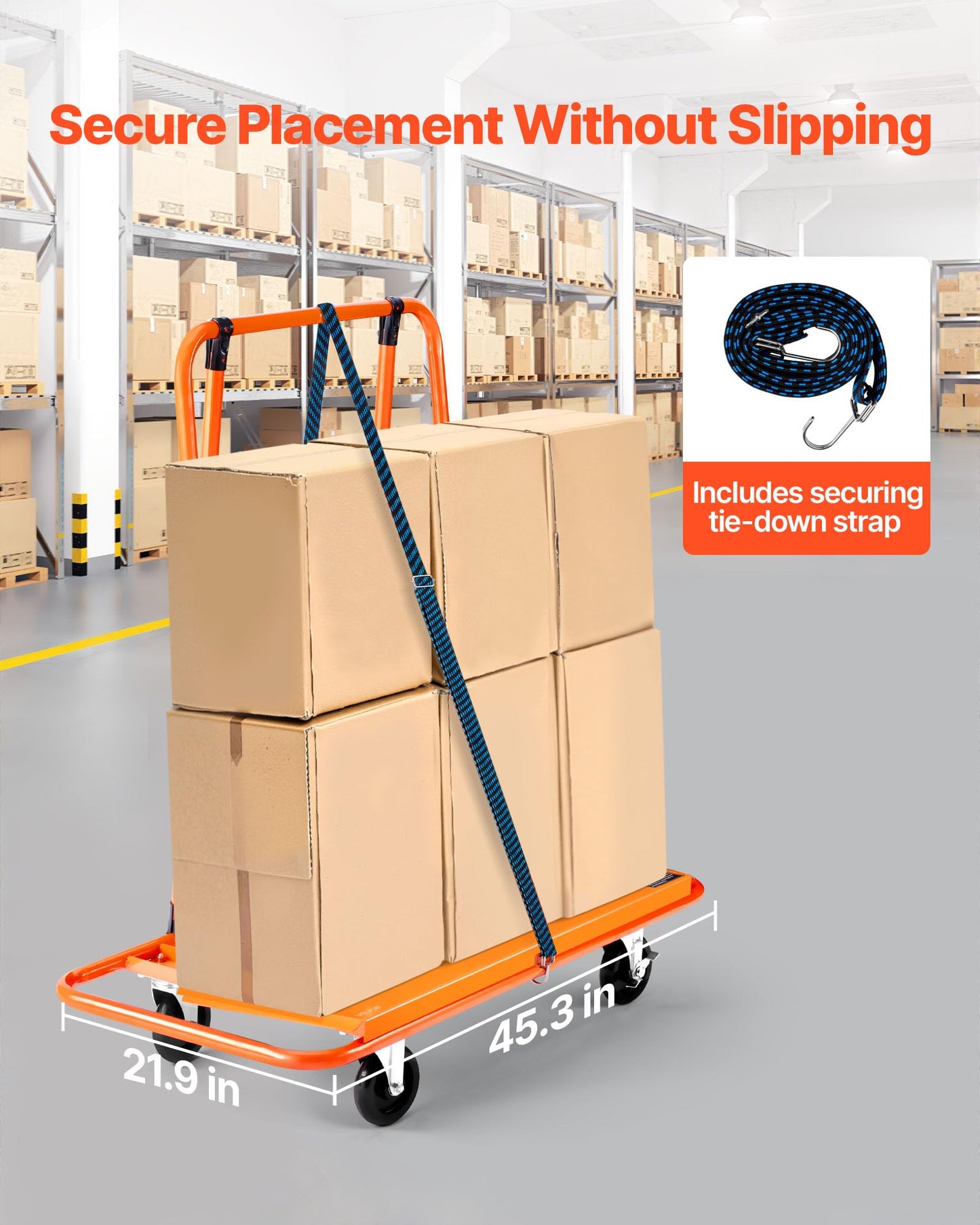 VEVOR Heavy-Duty Panel Dolly, Drywall Cart Features 45.28" x 21.8" Deck & 5" Swivel Wheels, Drywall Sheet Cart, Handling Wall Panel, Sheetrock, Lumber, Ideal for Garage, Home, Warehouse