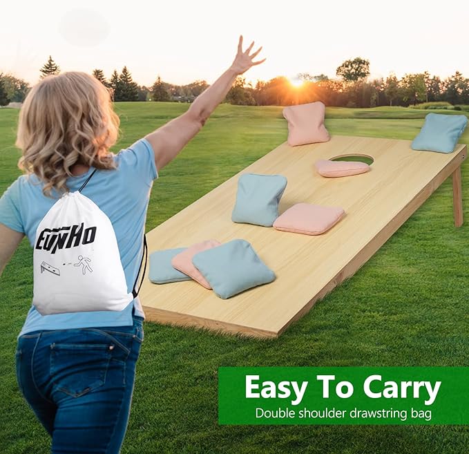 EunHo Cornhole Bags Set of 8 Regulation Size & Weight Corn Hole Bean Bags Official Professional All Weather for Tossing Game with Carry Case