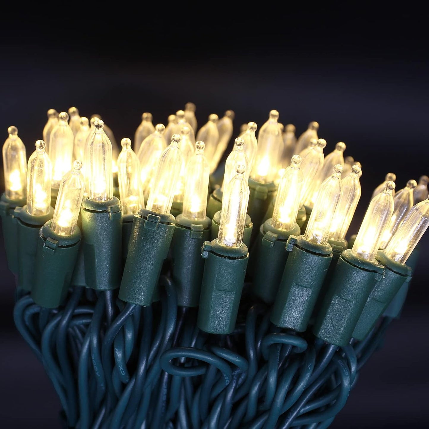 Skiennix 100-Count Warm White LED Christmas String Lights - 35 Ft Connectable Green Wire for Indoor/Outdoor Use