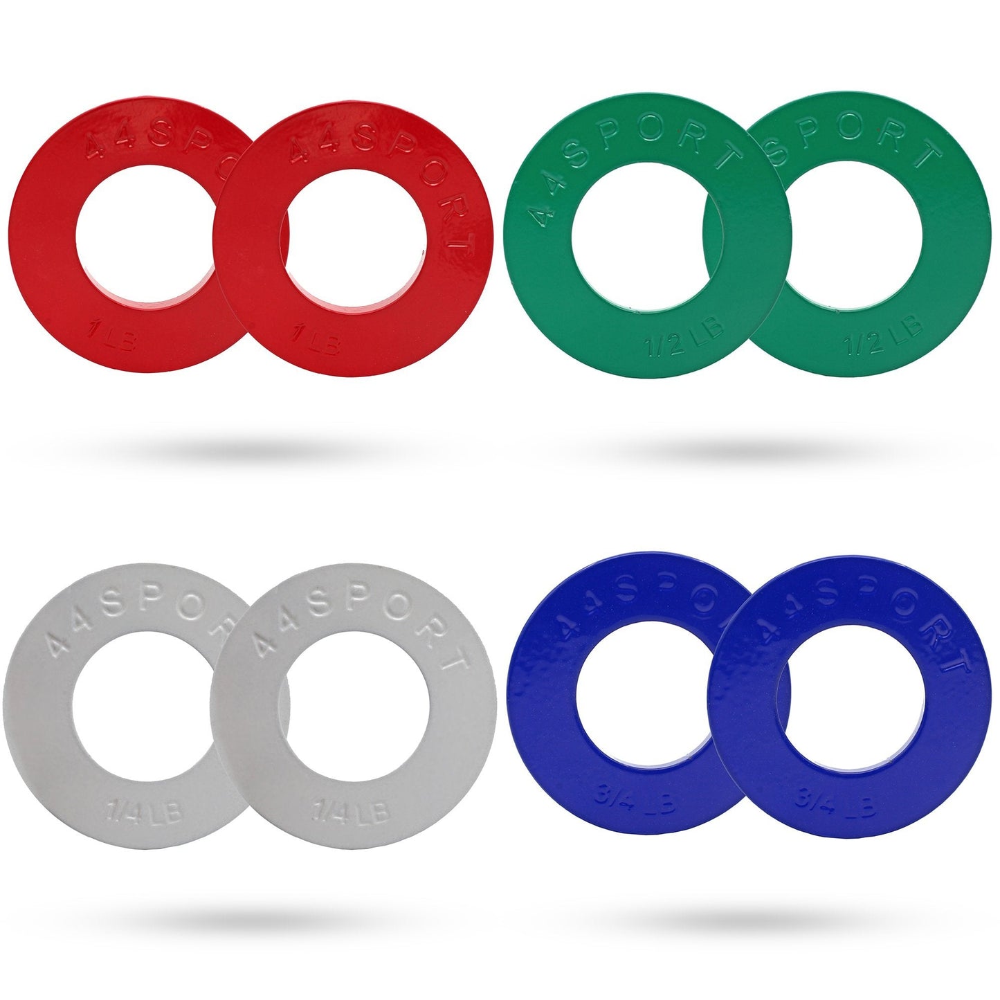 44LLC 44SPORT Olympic Fractional Plates -Pair of 1/4, 1/2, 3/4, 1 lb Weights (8 Plates. Total Weight: 5lbs)