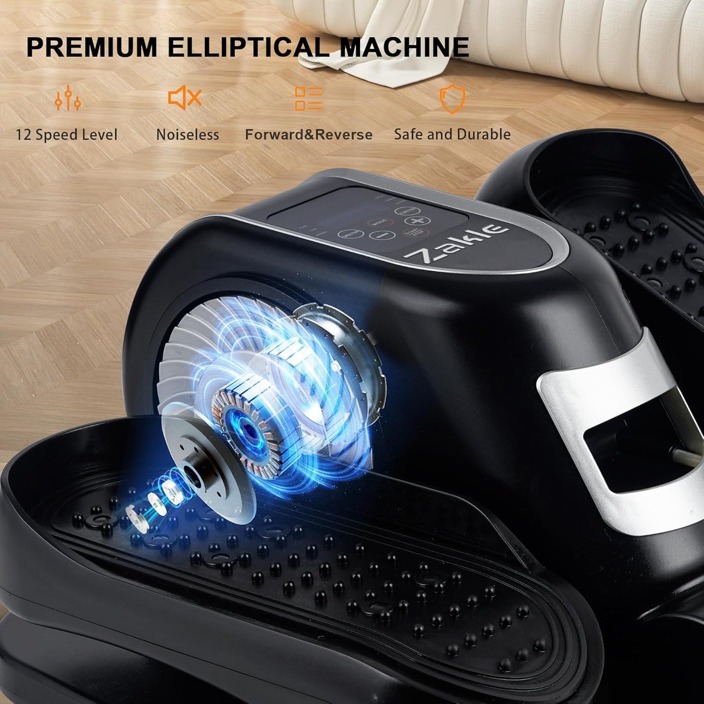 Zakle Under Desk Elliptical Machine, Electric Elliptical Training Machine for Seniors w/Remote Control, 12 Speed Levels, Manual & Auto Mode, Quiet Seated Pedal Exerciser for Home Office (Black)