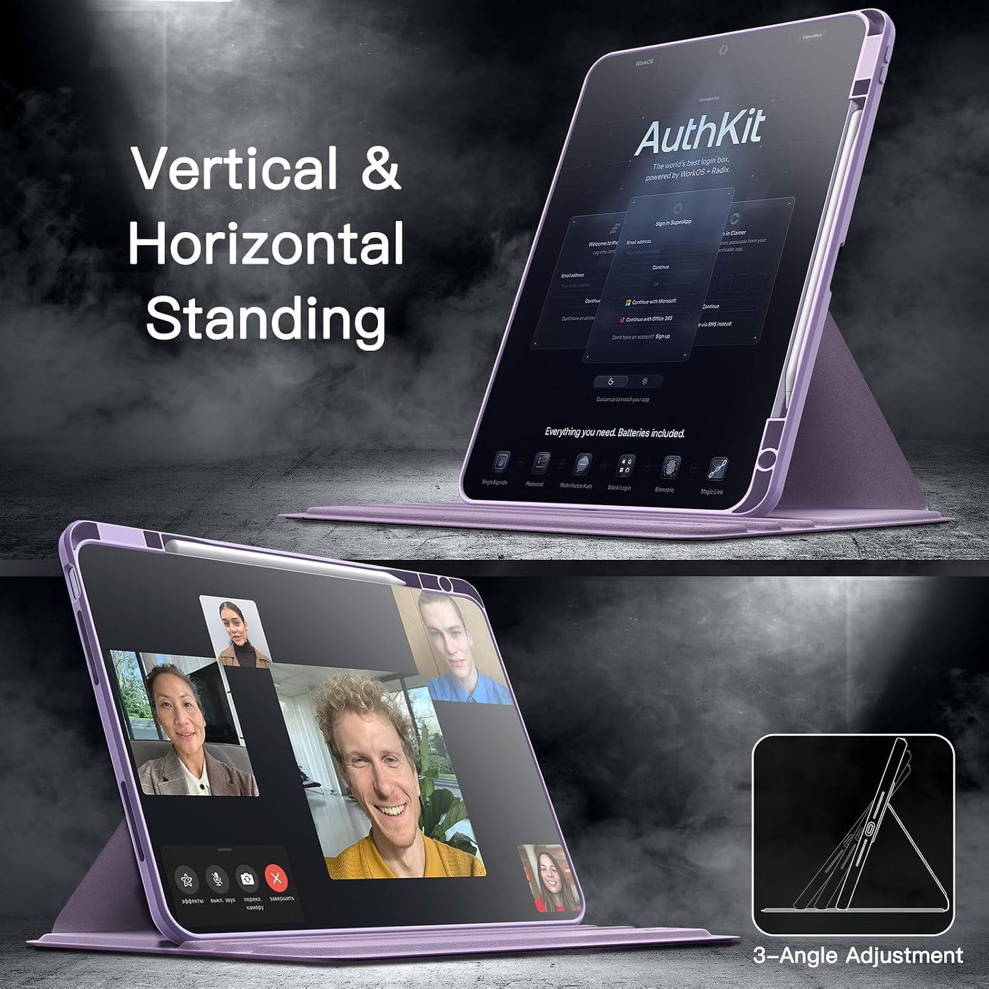 JETech 13-Inch M4/M3/M2 (2026/2025/2024) 360 Rotating Case for iPad Air with Pencil Holder, Degree Rotation Protective