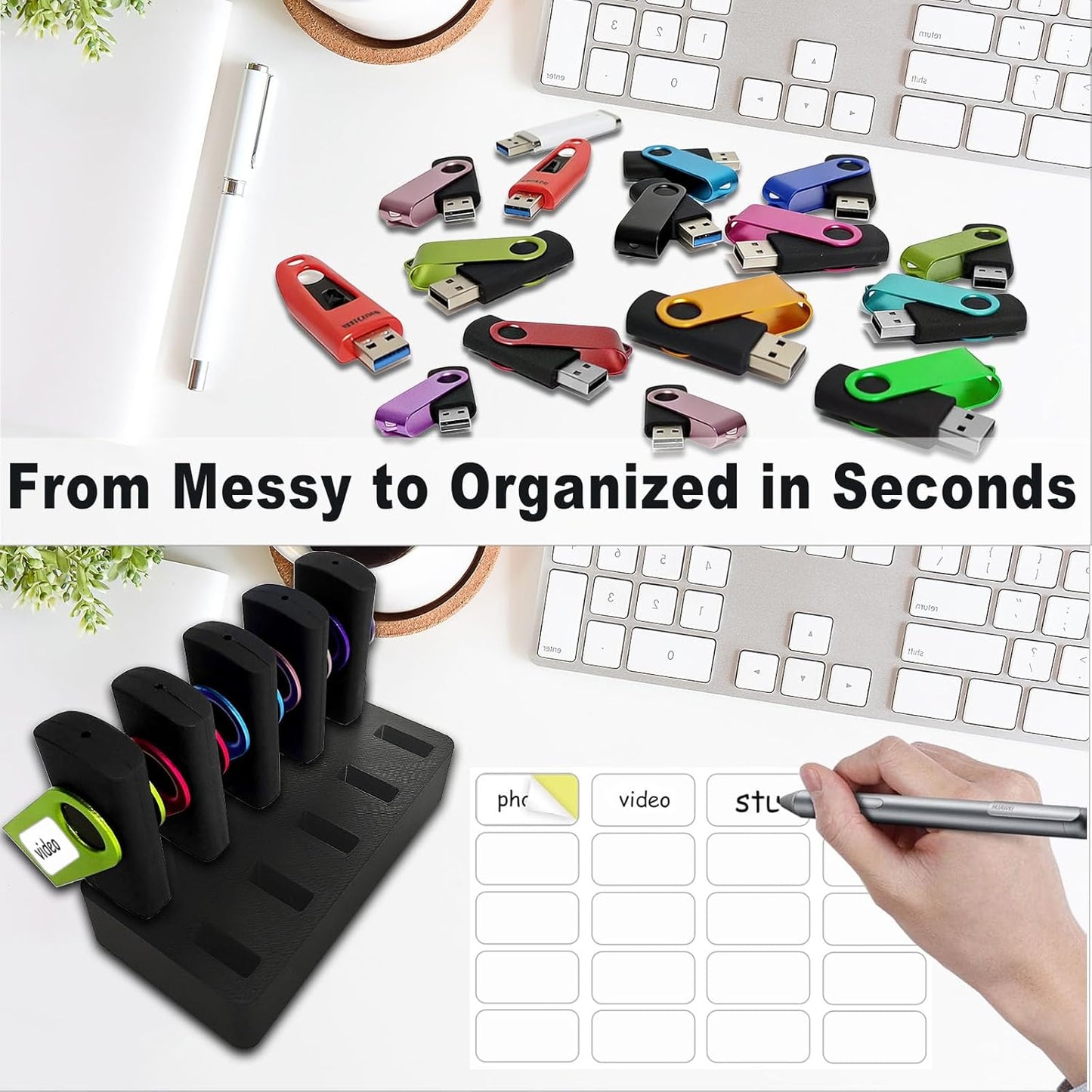 FEWINA Flash Drive Desk Organizer Stand USB Holder Storage Electronic Accessories Organizer for USB Flash Drive Stand