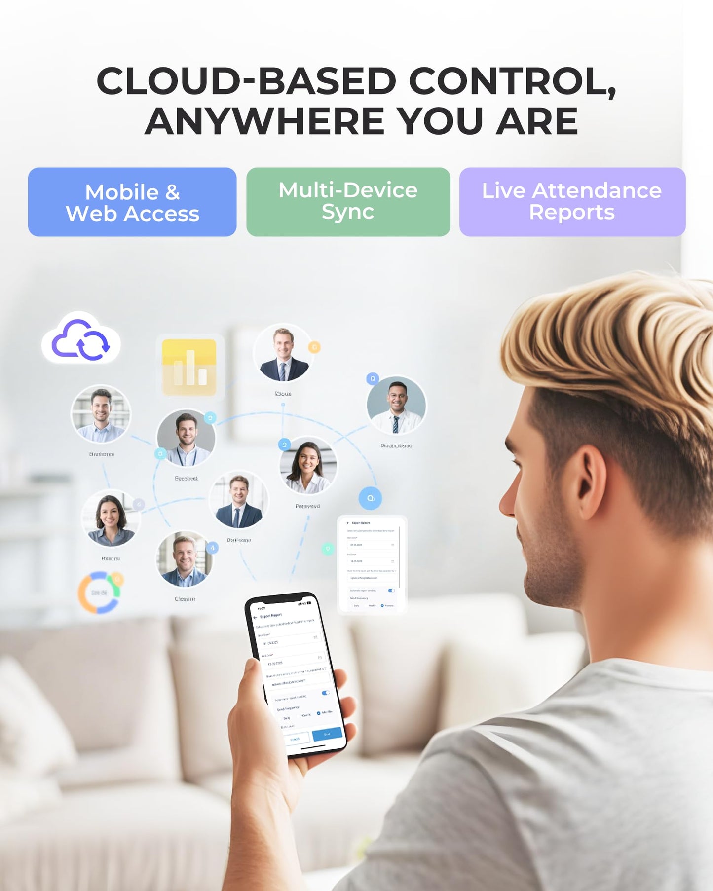 NGTeco Cloud-Based Time Clock for Small Business, 2.4GHz WiFi Attendance Machine with Remote Access, Free Software & iOS/Android App, Employee Punch Card System with RFID Cards, No Monthly Fee
